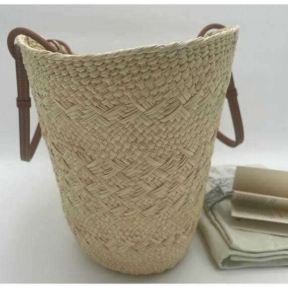 ❌❌SOLD!LOEWE PAULA IBIZA SUMMER MEDIUM ANAGRAM BASKET STRAW RAFFIA TOTE BAG NWT! - Picture 10 of 15